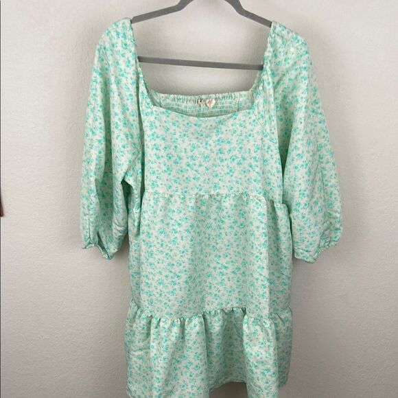 Levi’s Floral Mint Green Peasant Off the Shoulder Dress size XXL - Picture 1 of 6